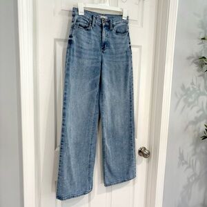 SO High Rise Wide Leg Denim Jeans Light Wash Junior Women 3/26W Pockets